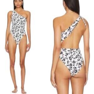 Lovers + Friends Black and White One Shoulder One Piece